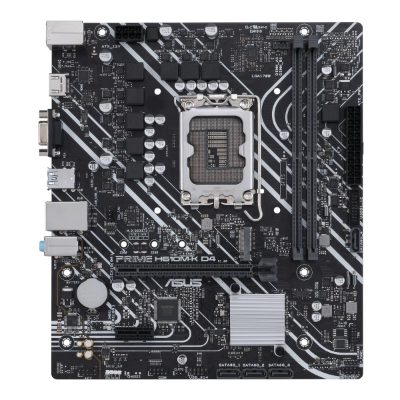 PRIME H610M-K D4, Processor family Intel, Processor socket  LGA1700, DDR4 DIMM, Memory slots 2, Supported hard disk drive interfaces SATA, M.2, Number of SATA connectors 4, Chipset Intel H610, mATX