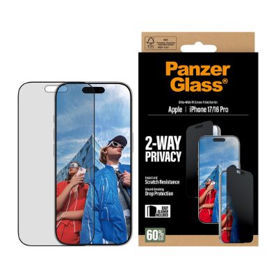 PanzerGlass Screen protector, Apple, iPhone 17/iPhone 16 Pro, Tempered Glass, Transparent, Ultra-Wide Fit w. EasyAligner