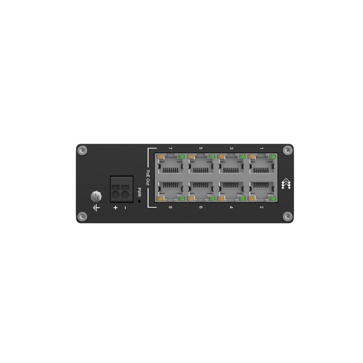 Industrial Switch, TSW040, Unmanaged, DIN rail mountable, 10/100 Mbps (RJ-45) ports quantity 8, PoE+ ports quantity 8, Power supply type 2-pin industrial DC power socket