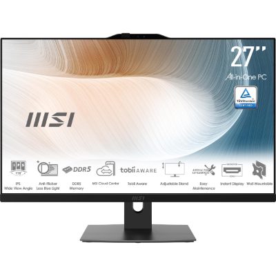 Monoblock PC, MSI, AM272P 1M, Modern, CPU Intel, Intel Core 7, 150U, RAM 16 GB, DDR5-SDRAM, Screen 27 ", 1920 x 1080 pixels, Storage 1000 GB, SSDs 1000 GB, Not available, On-board graphics Yes, Intel Graphics, Black, OS Windows 11 Pro, MODERNAM272P1M-845EU
