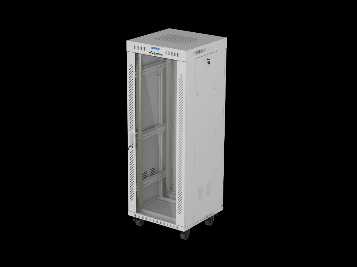 Lanberg Rack cabinet free-standing 32U/600x600 (flat pack) with glass door LCD V2, FF01-6632-12SL, 19" cm, IP20, Gray