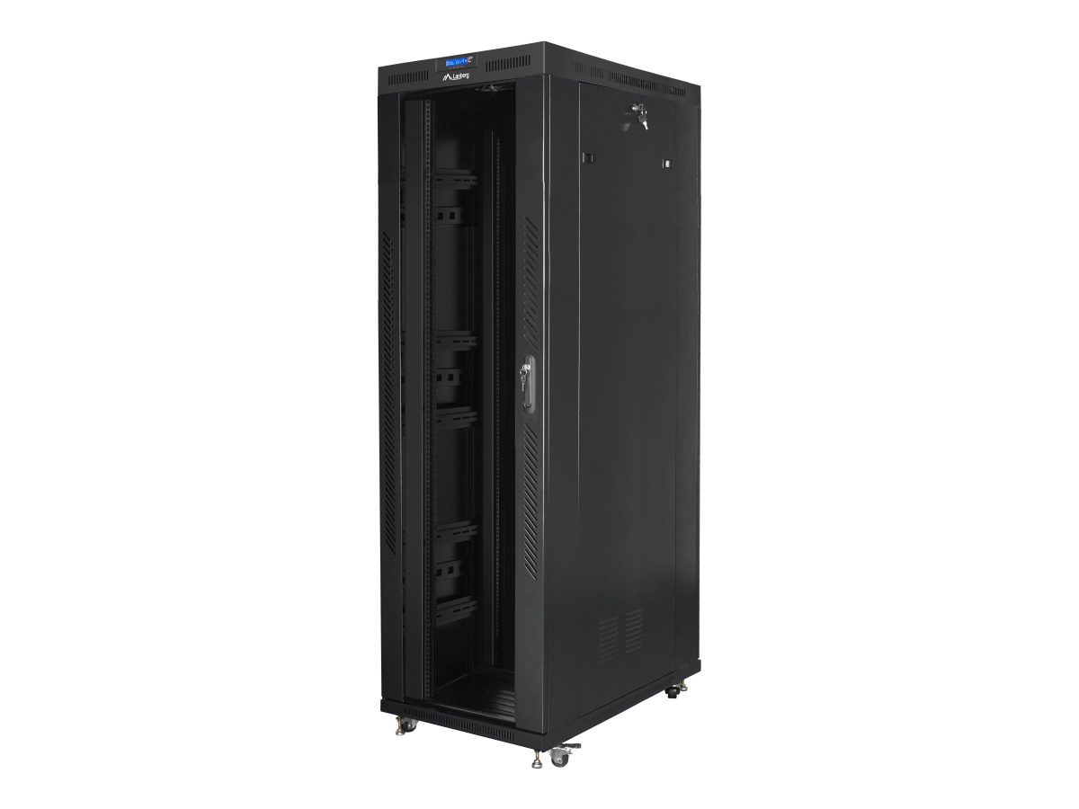 Rack cabinet 19" free-standing 42U/800x1200 (flat pack) with glass door, LCD, FF01-8242-12BL, Black