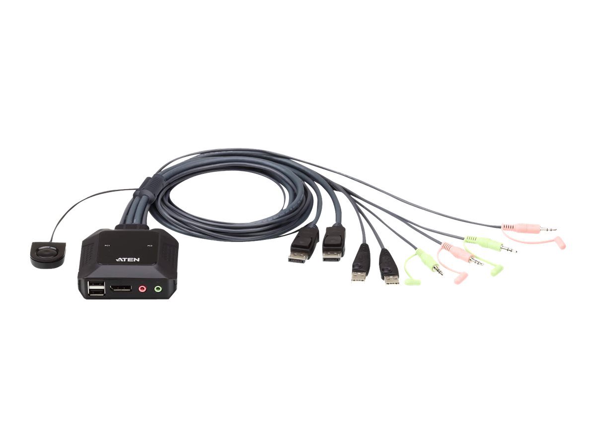 USB DisplayPort Cable with Remote Port Selector, CS22DP, 2-Port KVM Switch