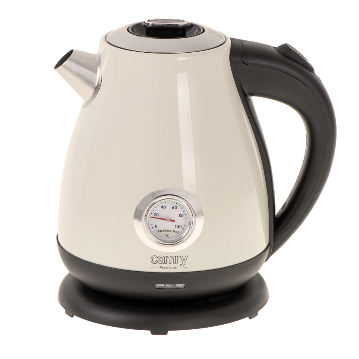 Kettle with a thermometer, CR 1344, Electric, 2200 W, 1.7 L, Stainless steel, 360° rotational base, Cream