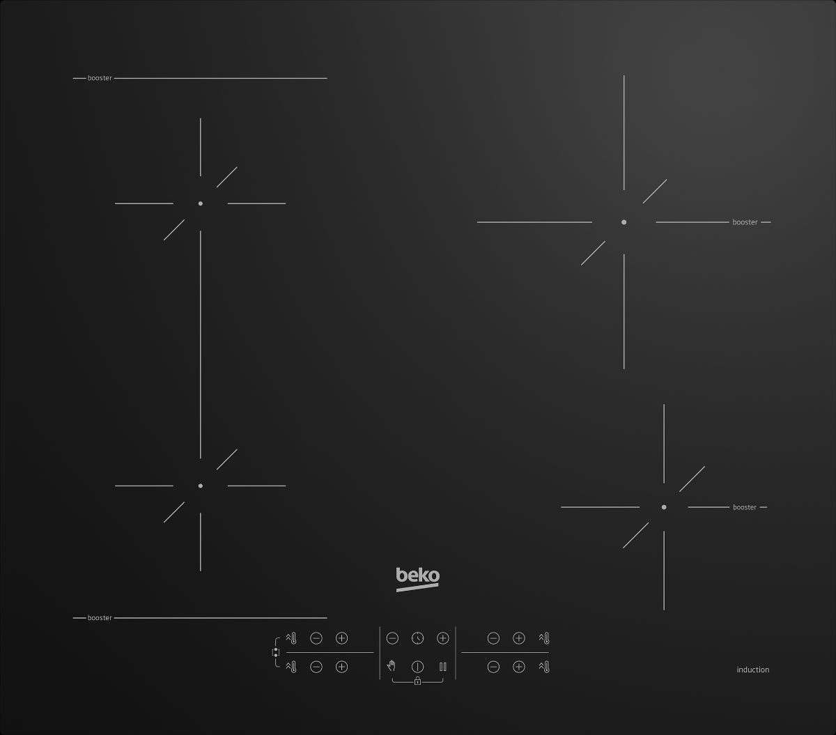 BEKO Hob, HII64200SFMT, Induction, Number of burners/cooking zones 4, Touch, Timer, Black