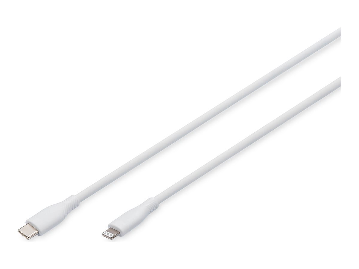 Lightning silicone connection cable, USB-C - Lightning, 1m, AK-600110-010-W