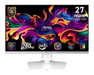 Monitor, MSI, 26.5 ", 2560 x 1440 pixels, Wide Quad HD, Native aspect ratio 16:9, QD-OLED, Flat, MAG272QPWQD-OLEDX28