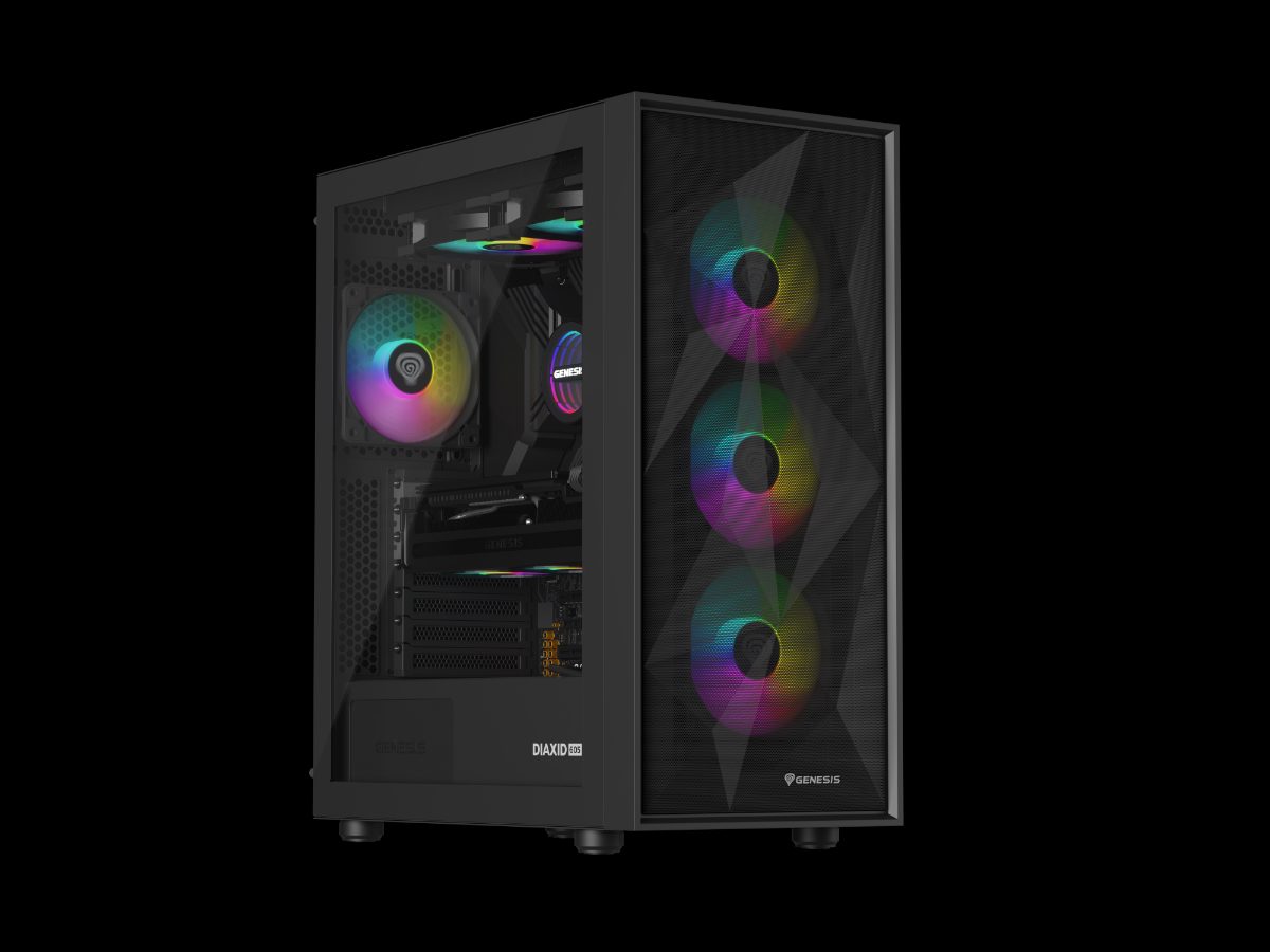 Genesis Gaming PC Case, Diaxid 605 ARGB, Black, Midi Tower