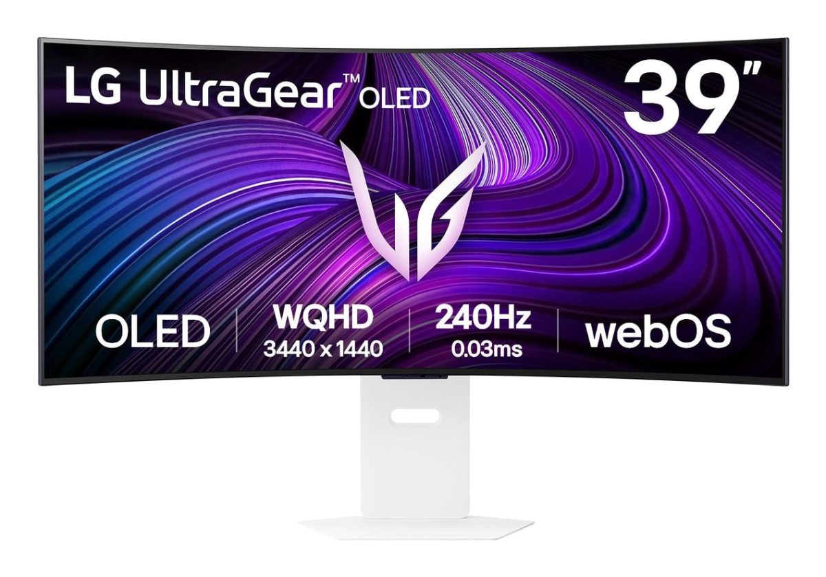 Monitor, LG, 39GX90SA-W, 39", Gaming/Curved/21 : 9, Swivel, Height adjustable, Tilt, Matte, Panel OLED, 3440x1440, 21:9, 240Hz, 0.03 ms, Speakers, Colour White