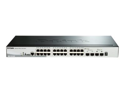 Switch, DGS-1510-28P, Web Management, Rack mountable, Gigabit Ethernet (copper) ports quantity 24, SFP ports quantity 2, SFP+ ports quantity 2, PoE/Poe+ ports quantity 24, Power supply type Single, 24 month(s)