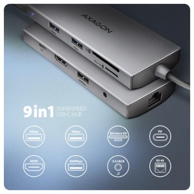 AXAGON Multi port USB-C 5Gbps hub, HMC-8HLSA
