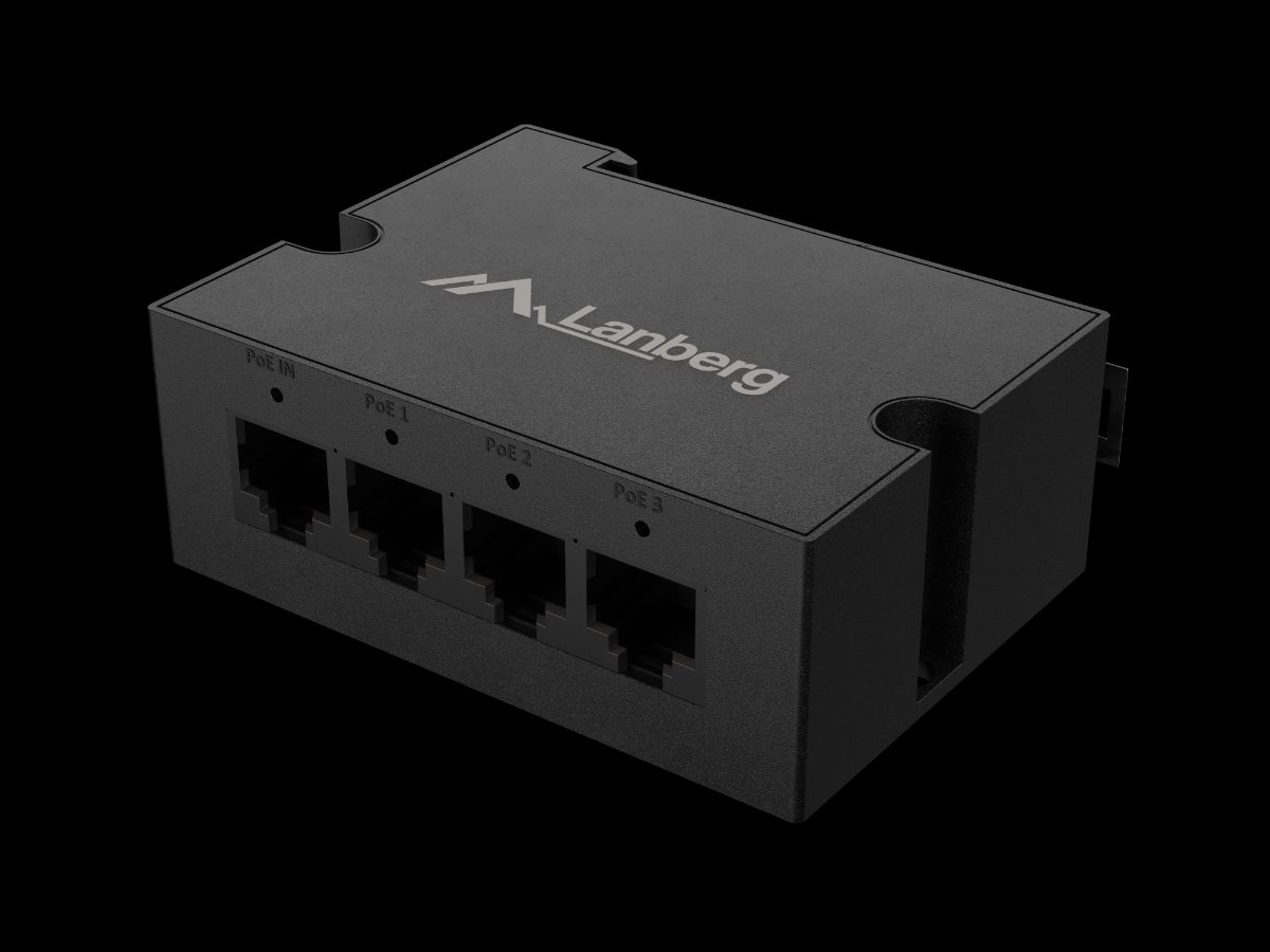 Switch PoE Extender 1xIn 3xOut Gigabit Ethernet Din Rail BT 90W metal clips, DIN-GE4-BT-90W