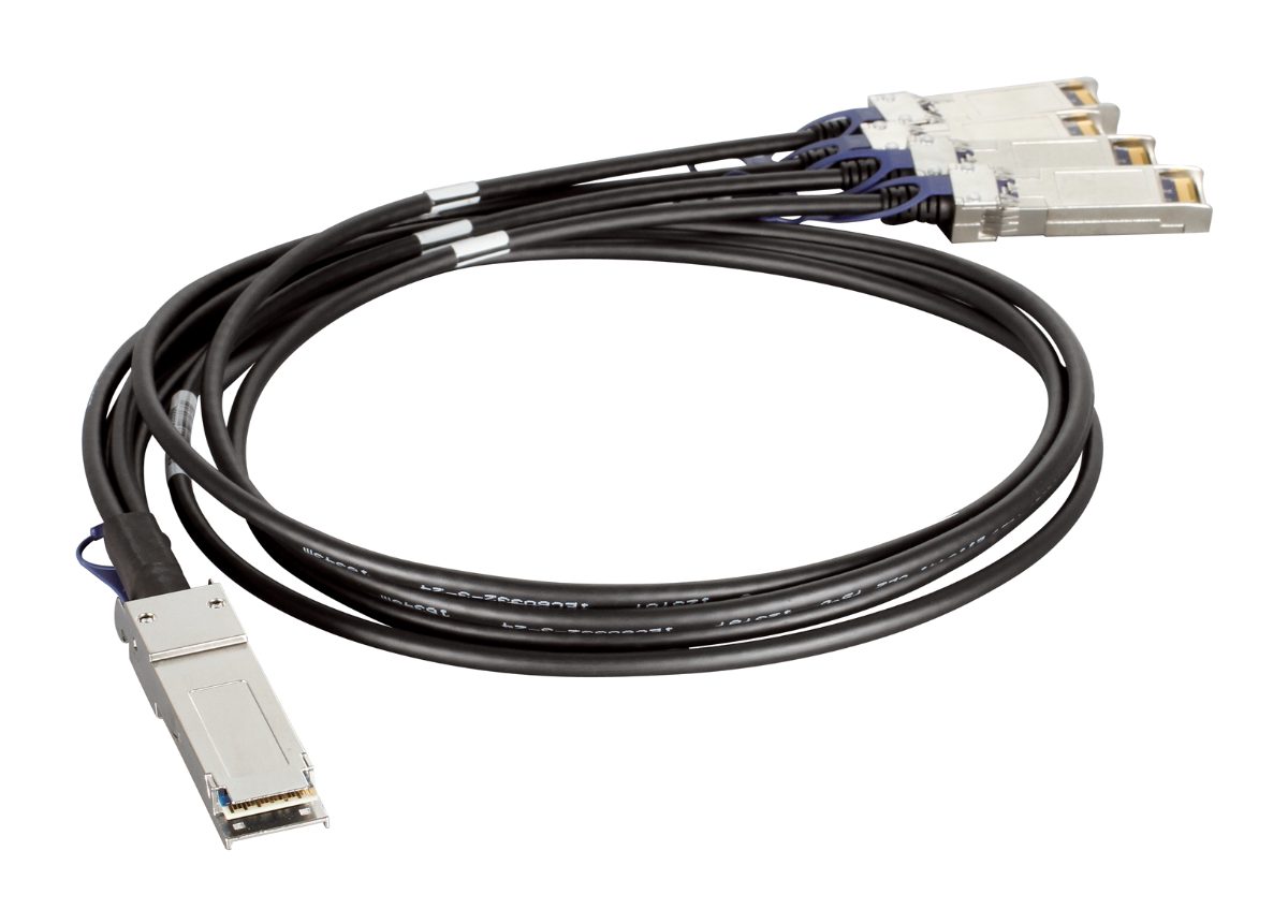 DEM-CB100QXS-4XS, QSFP+, Copper, Direct Attach Cable, 10/100/1000/40000 Mbit/s, Maximum transfer distance 1 m