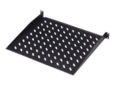 Fixed Shelf for Racks, DN-19 TRAY-1-SW, The shelves for fixed mounting can be installed easy on the two front 483 mm (19“) profile rails of your 483 mm (19“) network- or server cabinet. Due to their stable, perforated steel sheet with a high load capacity, they are the optimal surface for components which are not 483 mm (19”) suitable, Black