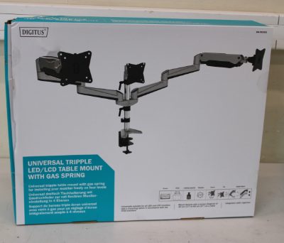 DIGITUS Triple monitor mount, 3x 27", 3x 6 kg, Digitus Desk Mount, Triple Monitor Gas Spring Mount DA-90363, Adjustable Height, Tilt, Swivel, 15-27 ", Maximum weight (capacity) 3x6 kg, DAMAGED PACKAGING, Silver