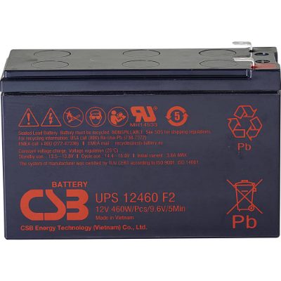 CSB Battery Battery 12V, 9Ah, AGM, UPS12460F2, 460 W