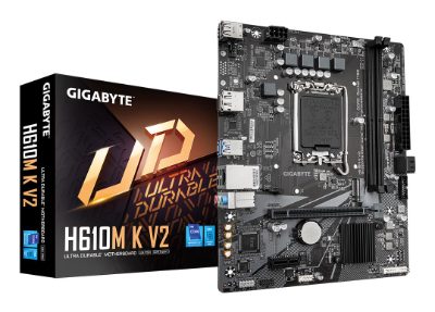 Gigabyte H610M K V2, Processor family Intel, Processor socket LGA1700, DDR5, Supported hard disk drive interfaces M.2, SATA, Number of SATA connectors 2