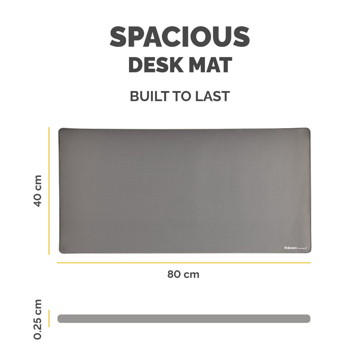 Fellowes Desk Mat, Breyta, 800 x 400 x 2.5 mm, Grey