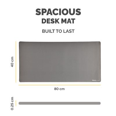 Fellowes Desk Mat, Breyta, 800 x 400 x 2.5 mm, Grey