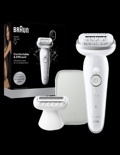 Braun Silk-épil 9 SES9-030 Epilator, Wet & Dry, White/Silver
