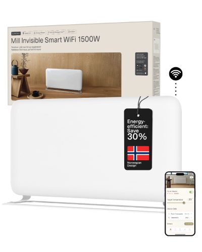 Mill WiFi Panel Heater, PA1500WIFI4A, Panel Heater, 1500 W, Suitable for rooms up to 22 m², White, IPX4
