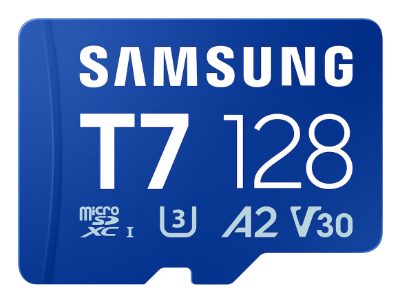 Samsung MicroSD card, T7, 128 GB, microSDXC, Flash memory class U3, V30, A2