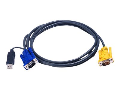 USB KVM Cable with 3 in 1 SPHD and built-in PS/2 to USB converter, 3 m, 2L-5203UP