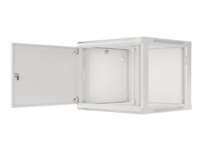 Rack cabinet 19" wall-mount 9U/600x600 (flat pack) for self-assembly with metal door, WF01-6609-00S, Grey