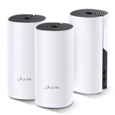 Whole Home Mesh Wi-Fi System, Deco E4 (3-pack), 802.11ac, 867+300 Mbit/s, 10/100 Mbit/s, Ethernet LAN (RJ-45) ports 2, Mesh Support Yes, MU-MiMO No, No mobile broadband, Antenna type 2xInternal