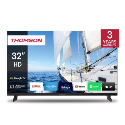 TV Set, THOMSON, 32", Smart/HD, 1366x768, Wireless LAN, Bluetooth, Google TV, Black, 32HG2S14