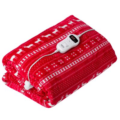 Electric Heating Throw-Blanket with Timer, CR 7441, Number of heating levels 10, Number of persons 1, Remote control, 120 W, Red/White