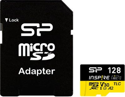 Silicon Power Memory card with adapter, Inspire, 128 GB, microSDXC, Flash memory class C10, UHS-I U3, V30, A2