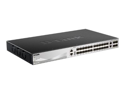 DGS-3130-30S, Switch, Managed L3, Rack mountable, 10 Gbps (RJ-45) ports quantity 2, SFP ports quantity 24, SFP+ ports quantity 4
