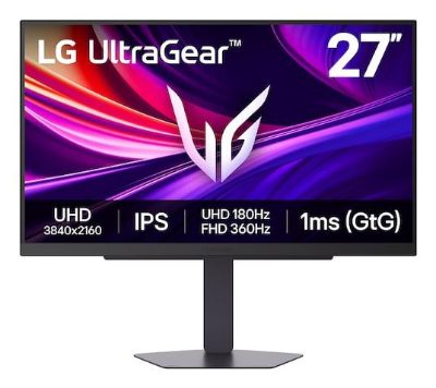 27G810A-B, 27 ", IPS, UHD, 16:9, 180 Hz, 1 ms, 3840 x 2160 pixels, 400 cd/m², HDMI ports quantity 2
