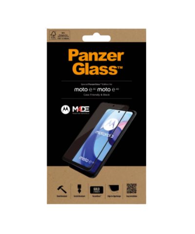 Screen protector, Motorola, Moto e30/e40, Glass, Black, Full frame coverage; 100% touch preservation; Rounded edges, Case friendly