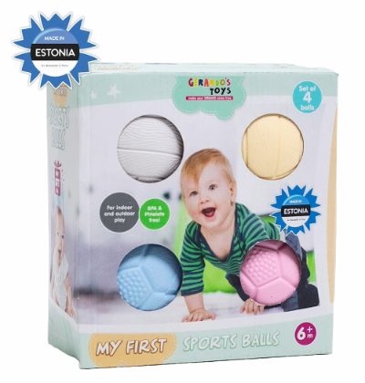 Gerardo's Toys masāžas- sensoro bumbiņu komplekts mazuļiem, 4 gab.