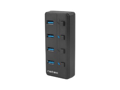 Natec USB 3.0 HUB, Mantis 2, 4-Port, On/Off with AC Adapter, Natec, 4 Port Hub With USB 3.0, Mantis NHU-1557, Black