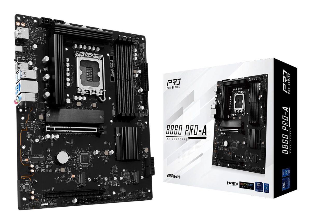 Mainboard, ASROCK, Intel B860 Express, LGA1851, ATX, Memory DDR5, Memory slots 4, 1xHDMI, 1xDisplayPort, 1xAudio-In, 1xAudio-Out, 1xMicrophone, 2xUSB 2.0, 6xUSB 3.2, 1xUSB-C, 1xRJ45, B860PRO-A
