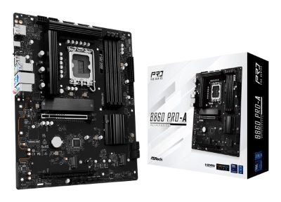 Mainboard, ASROCK, Intel B860 Express, LGA1851, ATX, Memory DDR5, Memory slots 4, 1xHDMI, 1xDisplayPort, 1xAudio-In, 1xAudio-Out, 1xMicrophone, 2xUSB 2.0, 6xUSB 3.2, 1xUSB-C, 1xRJ45, B860PRO-A
