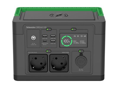 Schneider Electric Schneider OffGrid Portable Power Station 330, 230V, 332Wh Lithium-ion, LCD, 2 CEE 7/3 Schuko outlets, Sinewave, 3 USB-A, 1 USB-C, Wireless Charger, PPS330-GR