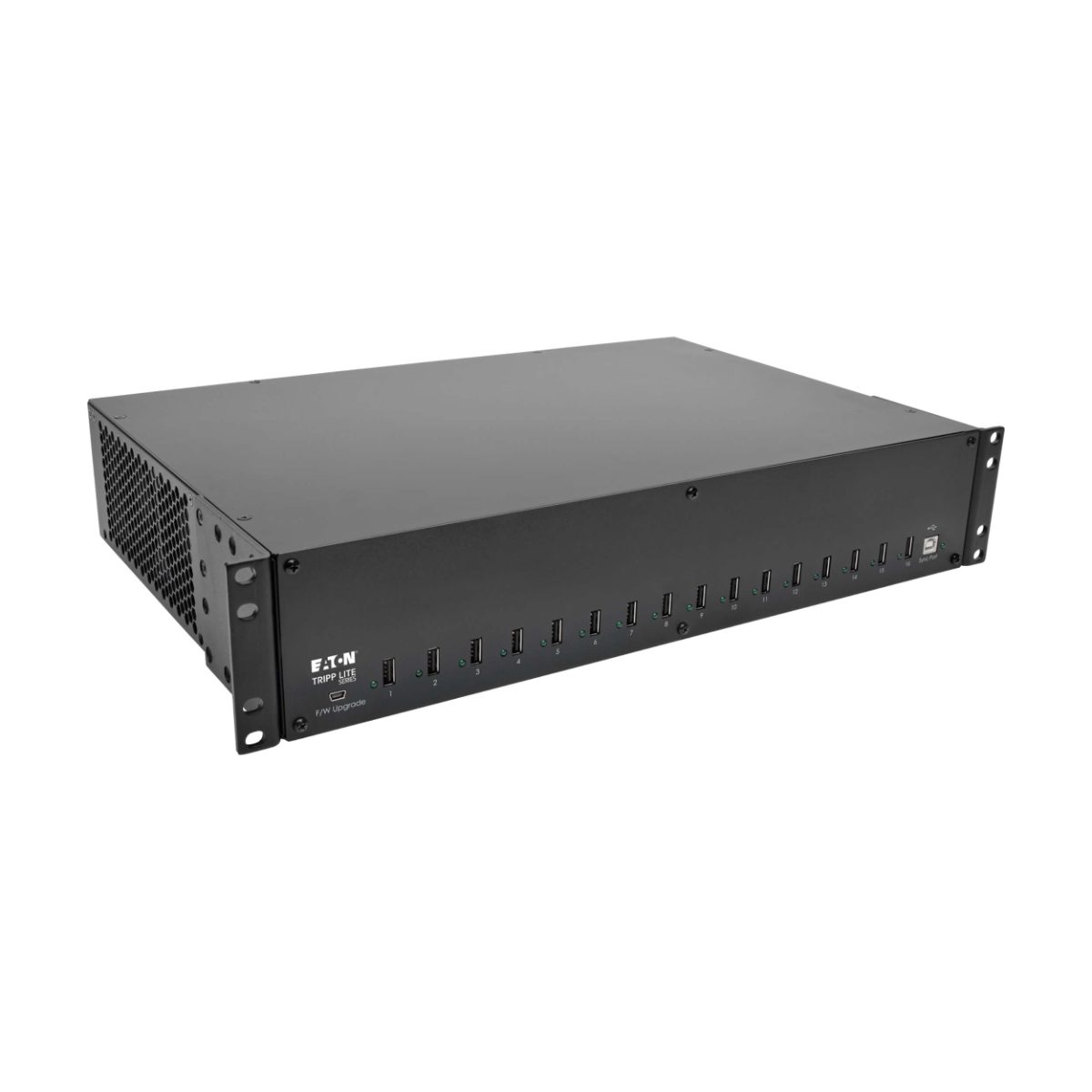 Tripp Lite 16-Port USB Charging Station with Syncing, 230V, 5V 40A (200W) USB Charger Output, 2U Rack-Mount, U280-016-RMINT