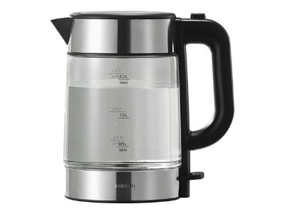 Electric Glass Kettle EU, Electric, 2200 W, 1.7 L, Glass, 360° rotational base, Black/Stainless Steel