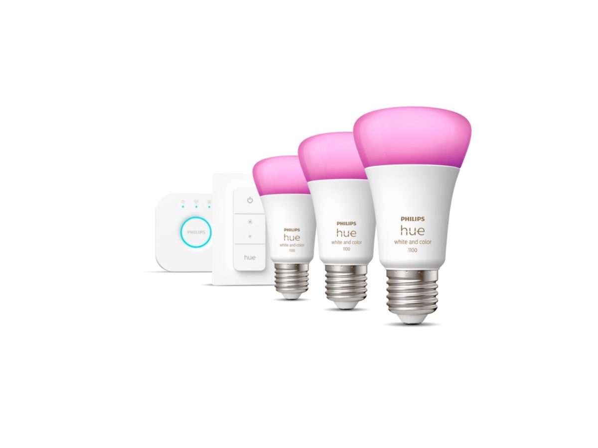 Hue WCA Starter Kit 9W A60 E27, 3pcs, Bridge, Switch, E27, 9 W, RGBW 2000-6500K, Bluetooth and Zigbee
