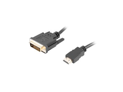 Lanberg HDMI to DVI-D Cable Dual Link with Gold-Plated 4K Connectors, CA-HDDV-20CU-0018-BK, HDMI to DVI-D, 1.8 m