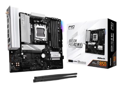 Mainboard, ASROCK, AMD B850, SAM5, Micro-ATX, Memory DDR5, Memory slots 4, 1xPCI-Express 4.0 4x, 1xPCI-Express 5.0 16x, 1xM.2, 1xHDMI, 1xDisplayPort, 1xAudio-In, 1xAudio-Out, 1xMicrophone, 4xUSB 2.0, 3xUSB 3.2, 1xUSB-C, 1xRJ45, B850MPRORSWIFI