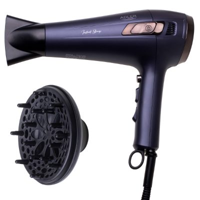 Adler Hair dryer with retractable power cord, AD 2273, 2000 W, Number of temperature settings 3, Diffuser nozzle, Dark Violet