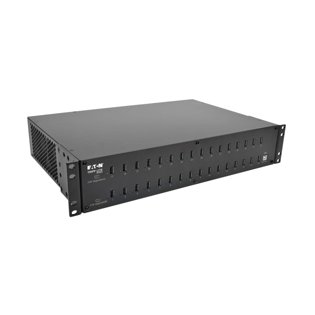 Tripp Lite 32-Port USB Charging Station with Syncing, 230V, 5V 80A (400W) USB Charger Output, 2U Rack-Mount, U280-032-RMINT