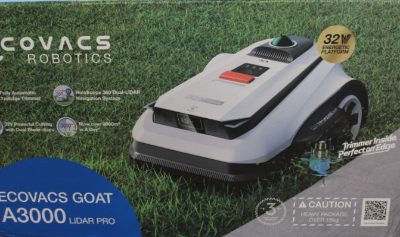 Ecovacs Lawn Mower, GOAT A3000 LiDAR PRO, 7500 Ah, White, DAMAGED PACKAGING, USED AND DIRTY