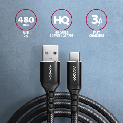 Data and charging cable, 1.5 m, BUCM-AM15AB, USB Type-C to USB Type-A