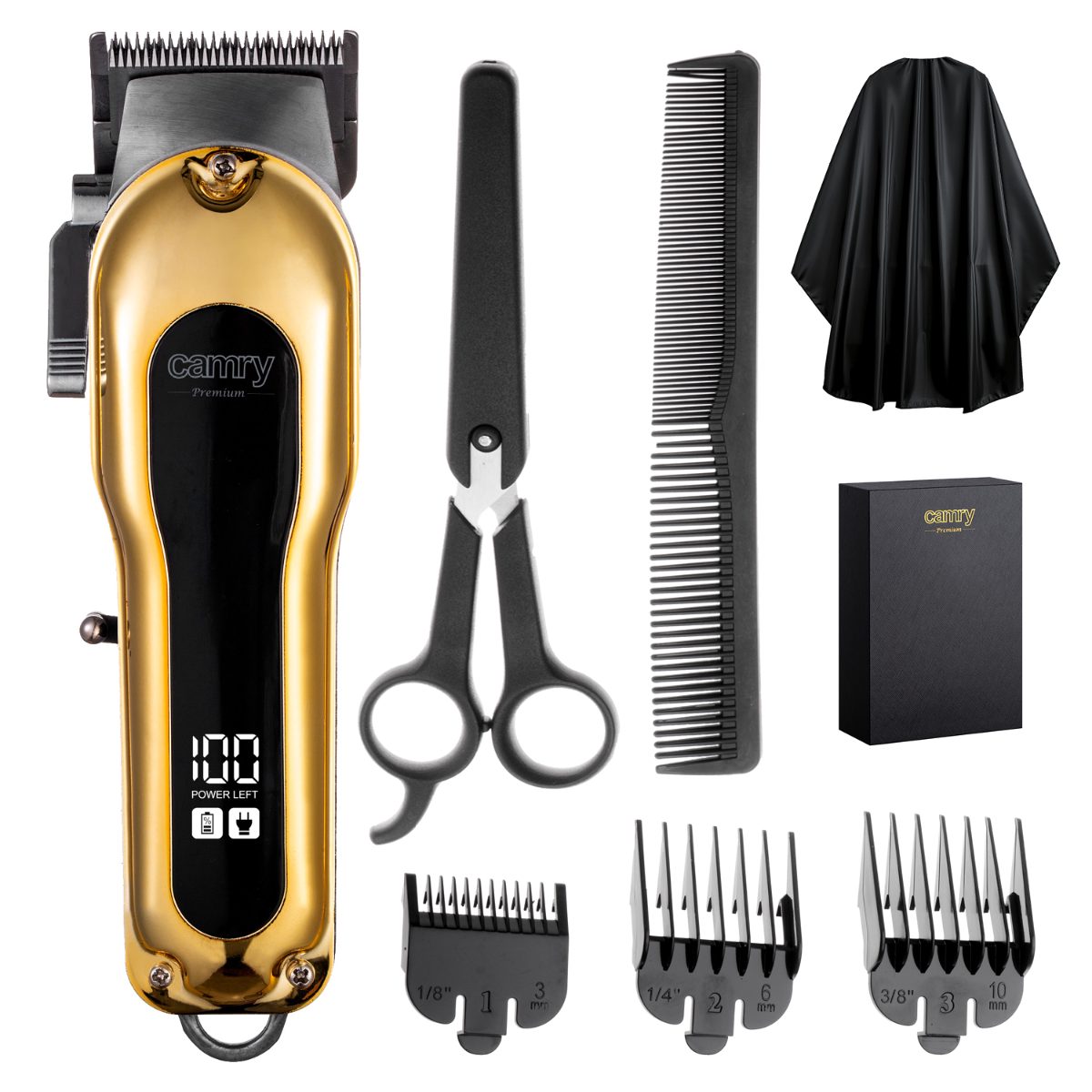 Camry Hair clipper with LCD display, CR 2844, Cordless, Number of length steps 4, Gold